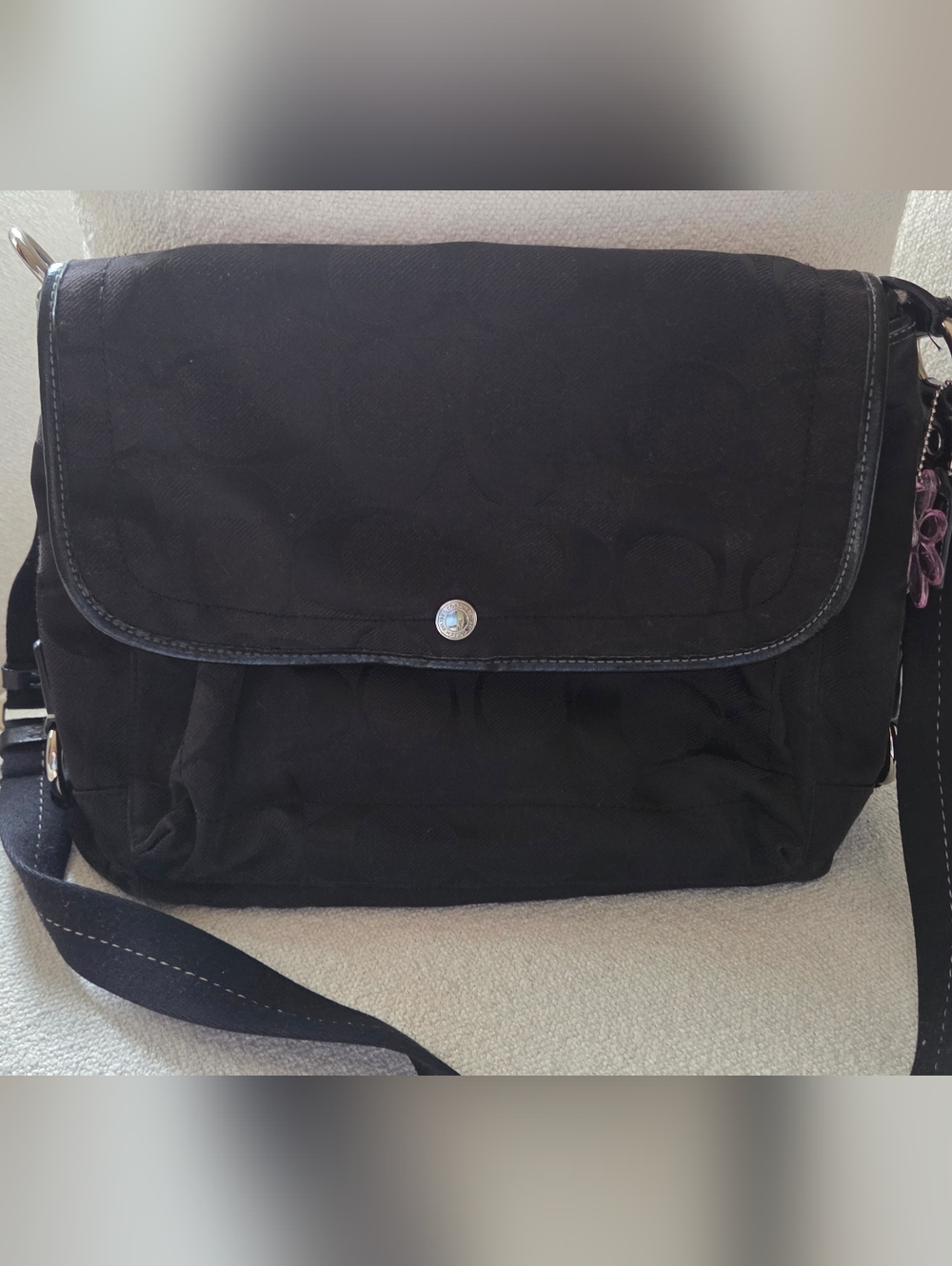 Coach Black Signature Canvas Crossbody Messenger Bag